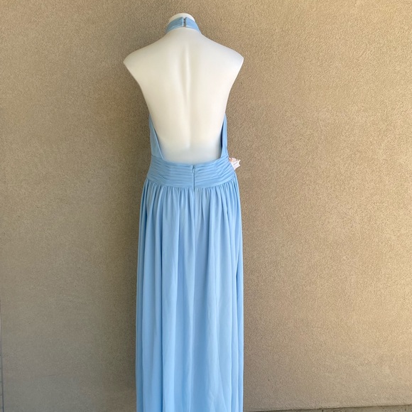 Blue Sky Deep V Neck Party Cocktail Gown Dress - Picture 6 of 8